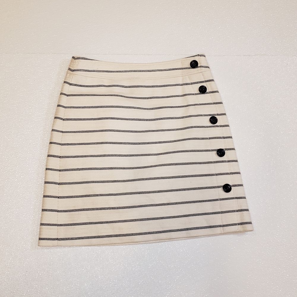 Ann Taylor Striped skirt with side buttons.